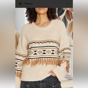 DRIFTWOOD Cream and Tan Patterned Sweater